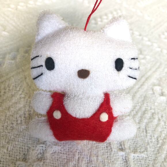 Vintage Hello Kitty Plush Christmas Ornament 1976 Sanrio Inc Taiwan Kawaii Mini - Picture 1 of 7